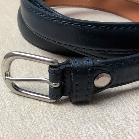 Genuine Leather Navy Blue Women's Belt Made In Italy - Picture 2 of 9